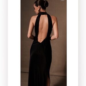 Elegant Black Backless Halter Dress